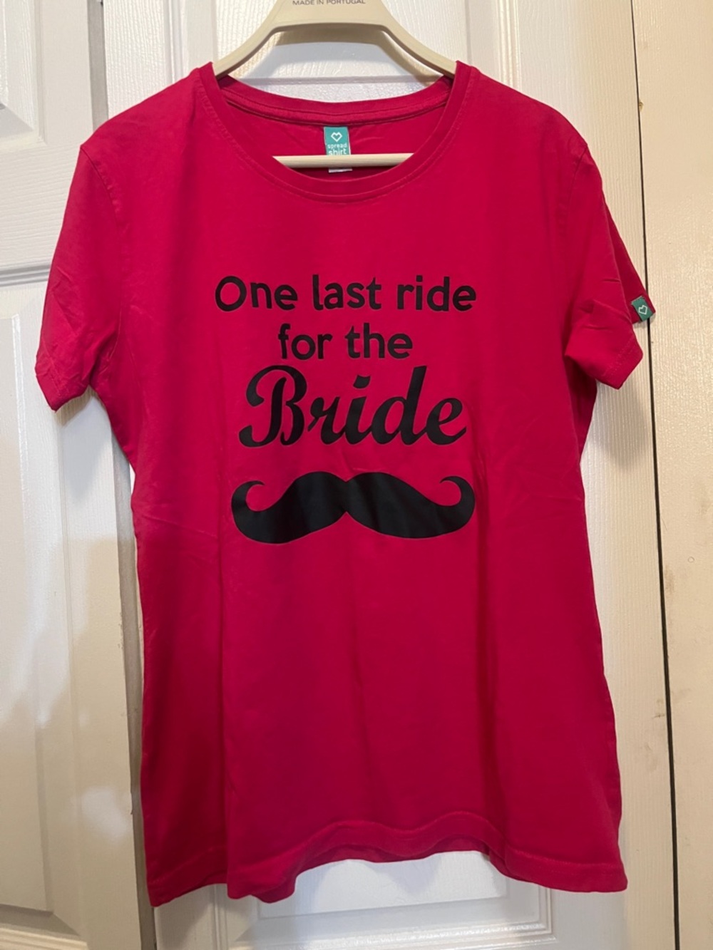 Ladies 'One Last Ride for the Bride' Pink Graphic Tee by Spread Shirt